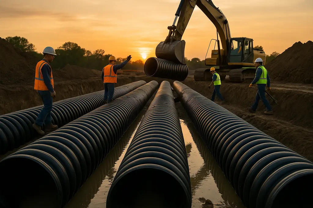 Richland Infrastructure Projects drainage work near a residential street after rain