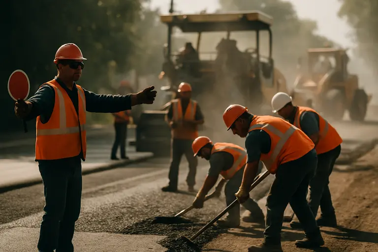 Street construction cones near an intersection in a Stockton neighborhood